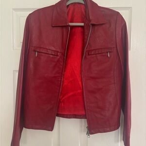 Women's Red Leather Jacket
